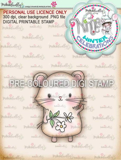 Too Cute Hamster Love "precoloured" digital papercrafting download