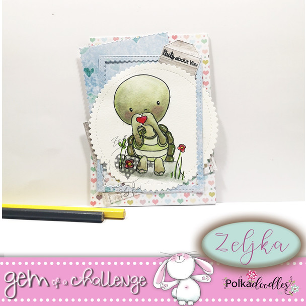 Too Cute Turtle Love "precoloured" digital papercrafting download