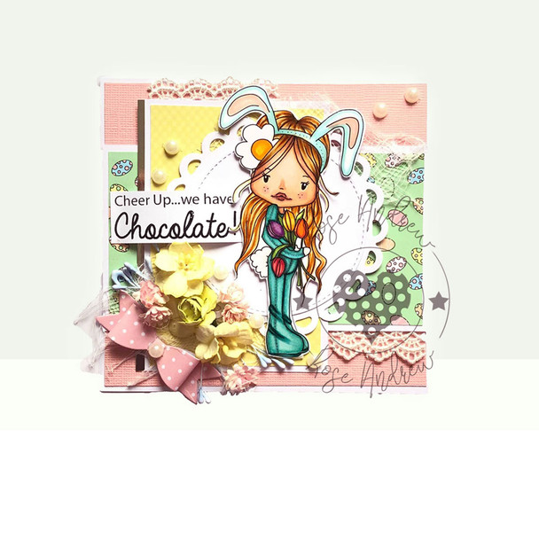Holly Easter bunny - "precoloured" digital papercrafting download