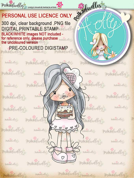 Holly Cake - "precoloured" digital papercrafting download