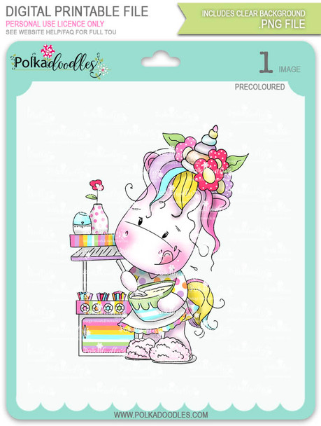 Baketime - Sparkle Unicorn COLOUR digi stamp download