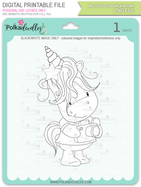 Camera Shy 2 - Sparkle Unicorn digi stamp download