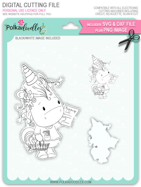Coupon Day - Sparkle Unicorn digi stamp download with Cutting File