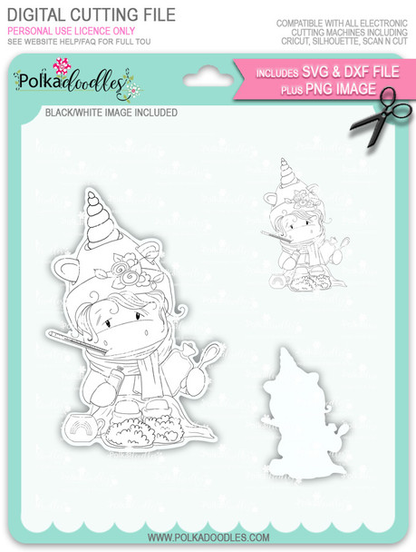 Get Well Soon - Sparkle Unicorn digi stamp download with Cutting File