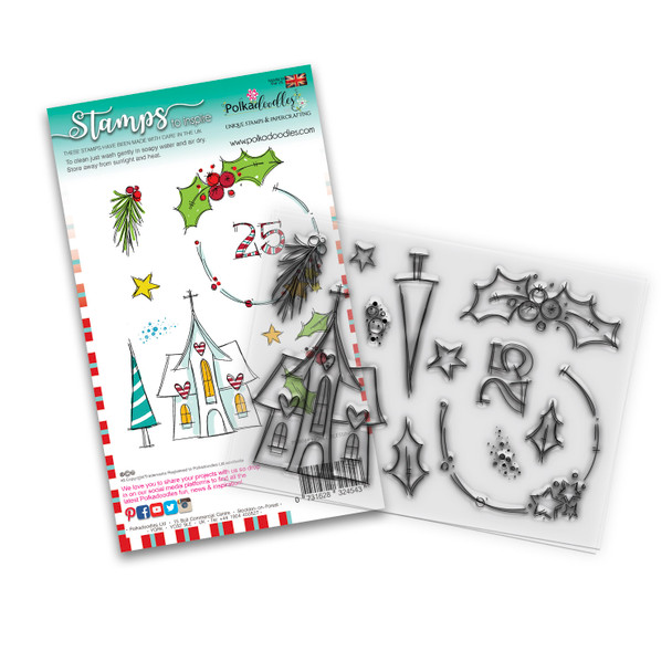 Holly Blessings clear Stamp set - 12 stamps