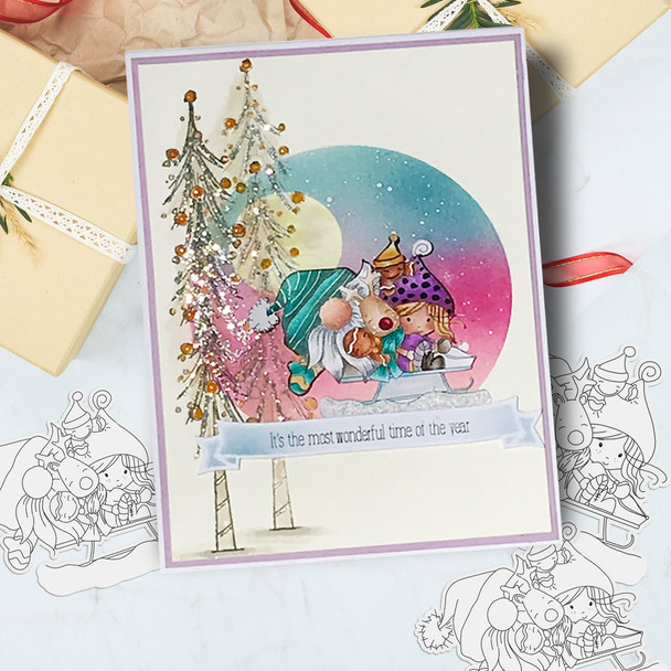 Winnie Christmas North Pole - printable stamp craft card making scrapbook digital stamps - BIG KAHUNA download bundle