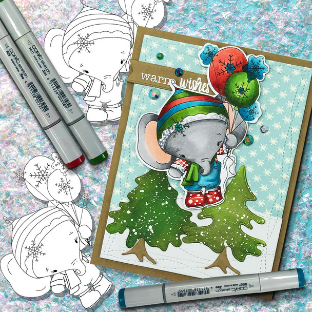 Too Cute Winter Wonders Bears & Elephants Bundle - precoloured Christmas Holiday Too Cute digital stamp downloads including SVG files