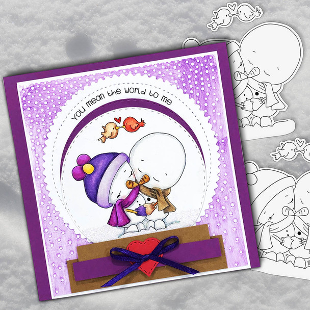 Frosty Winter Smiles Snowmen PRECOLOURED BUNDLE Too Cute digital stamp download including SVG file