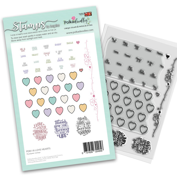 Love Hearts 4 x 6"/A6 stamp set (PD8118)