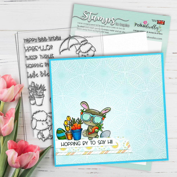 Spring Showers clear craft stamps bunny project