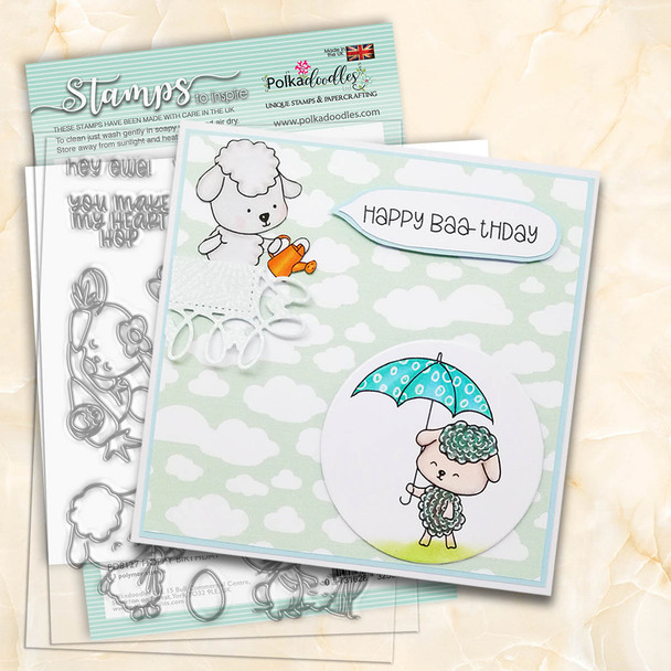 Spring Showers clear craft stamps lamb/sheep project