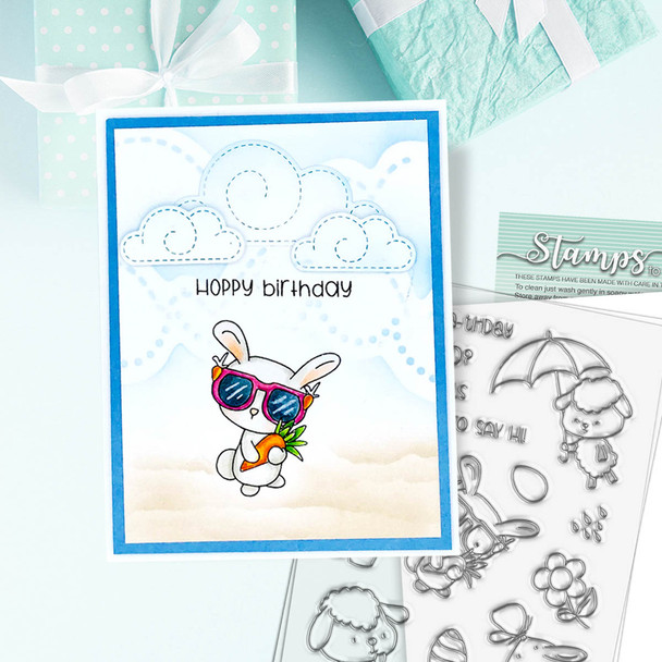 Spring Showers clear craft stamps bunny project