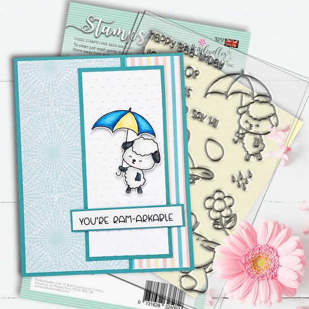 Spring Showers clear craft stamps lamb/sheep project