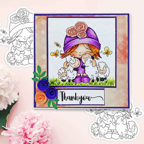 Honeypie Spring Lambs - black/white digital stamp printable download with free SVG /DXF file included