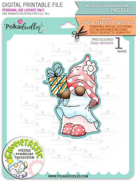 Gnometastic Birthday Gift - digital stamp printable download with free SVG /DXF file included