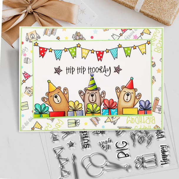 BIG BIRTHDAY SURPRISE 4 x 6" Clear Stamp Set