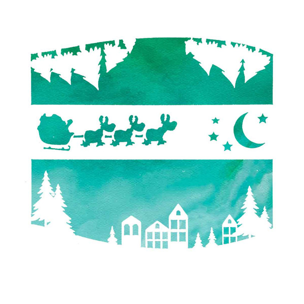 Scenic Christmas stencil 6 x 6"