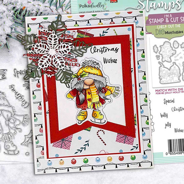 Gnome Jolly Holly Wishes Matchables Stamp set