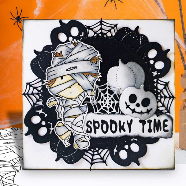 Mummy Boo Halloween - printable digital stamp download with free SVG /DXF files