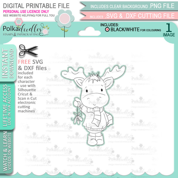 Mistletoe Hello - Elvis Wesley Moose - printable craft digital stamp download with free SVG /DXF files Mistletoe Hello - Elvis Wesley Moose - printable craft digital stamp download with free SVG /DXF files