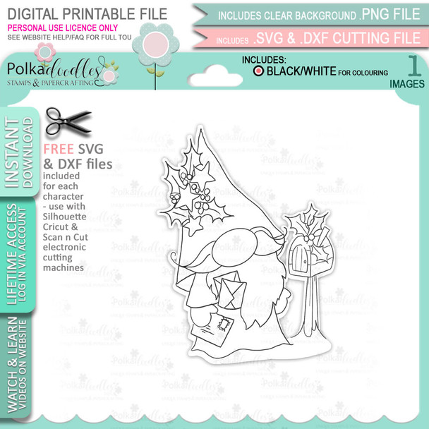 Special Wishes Letters/Mail - Gnome Festive Fun printable craft digital stamp download with free SVG /DXF files