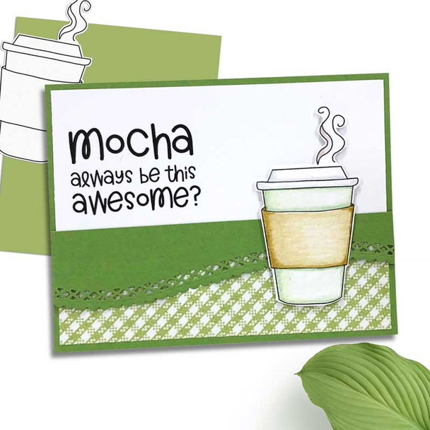 Mocha Coffee cup card ideas - printable craft digital stamp download with free SVG /DXF files