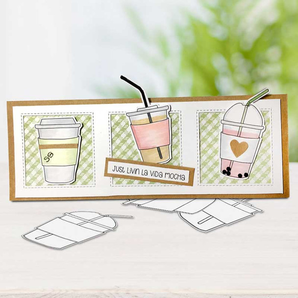 Mocha Coffee cup card ideas - printable craft digital stamp download with free SVG /DXF files