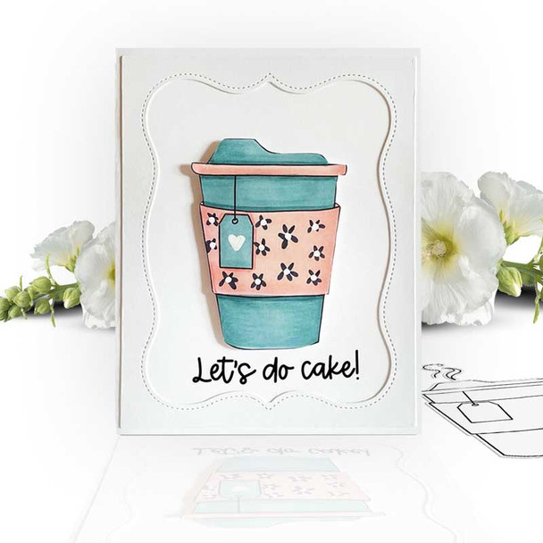 Tea Cup (precoloured) - printable craft digital stamp download with free SVG /DXF files