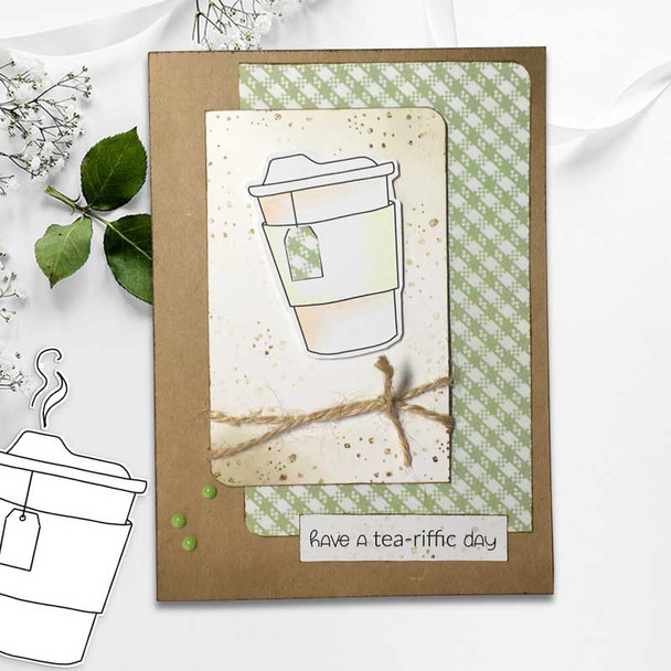 Tea Cup - printable craft digital stamp download with free SVG /DXF files card idea