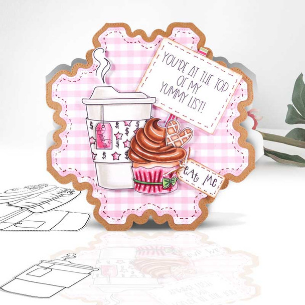 Tea Cup - printable craft digital stamp download with free SVG /DXF files card idea