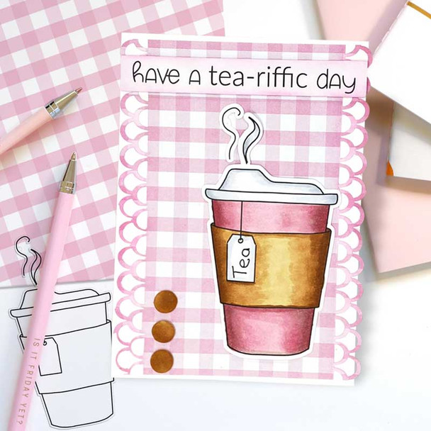 Latte Coffee cup - printable craft digital stamp download with free SVG /DXF files - card idea