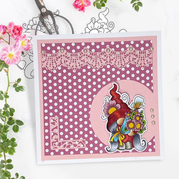 Spring Bunch Gnome - printable cardmaking digital stamp download with free SVG /DXF files