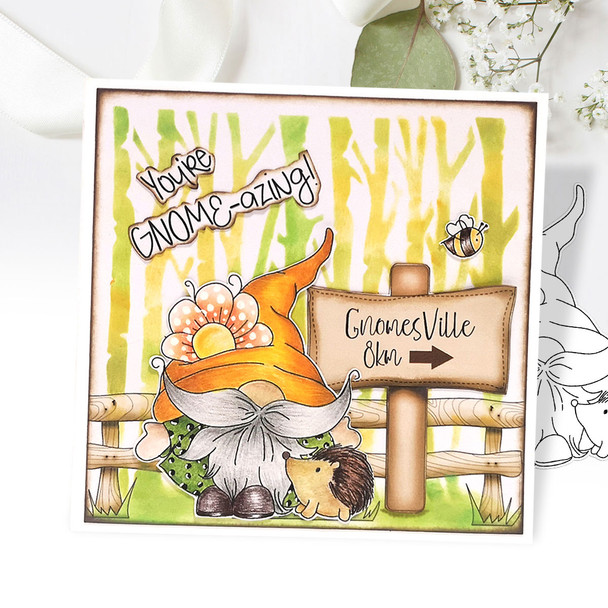 Spring Gnomes - 6 printable digital stamps, colour clipart, papers, gnome quotes and SVG files for cardmaking and crafting