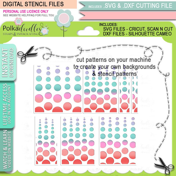 Shaded Dotty background SVG Files for Cricut Silhouette Scan and Cut machines – for handmade cards, cardmaking, crafting, templates