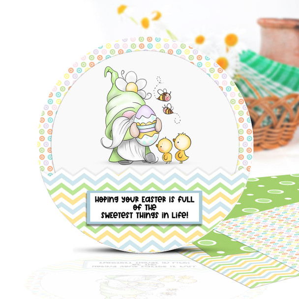 Happy Easter - Gnome cute printable clipart digital stamp, digistamp for cards, cardmaking, crafting and stickers