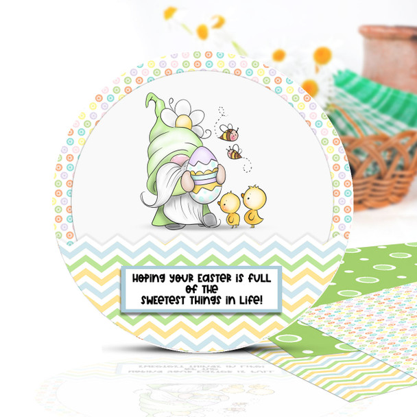 Happy Easter - 6 Gnomes COLOUR - cute printable clipart digital stamp, digistamp for cards, cardmaking, crafting and stickers