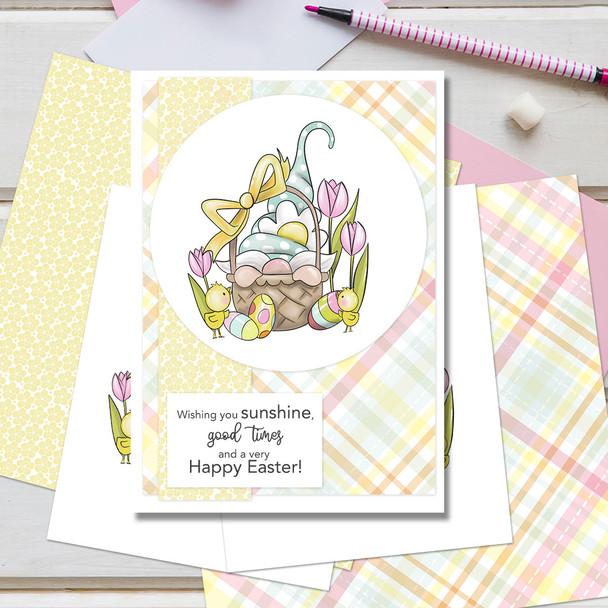 Happy Easter - 6 Gnomes COLOUR - cute printable clipart digital stamp, digistamp for cards, cardmaking, crafting and stickers