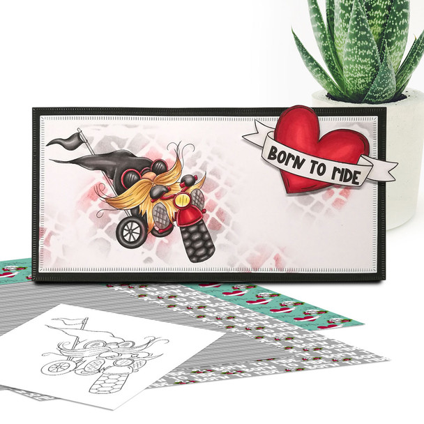 Motorcycle Tattoo Bike  Gnome For Men - Bundle of printable clipart digital stamp, digistamp for cards, cardmaking, crafting and stickers
