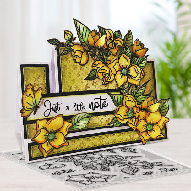 Just a Little Note Blossom Flower Stamp set 4 x 6" (PD8664)