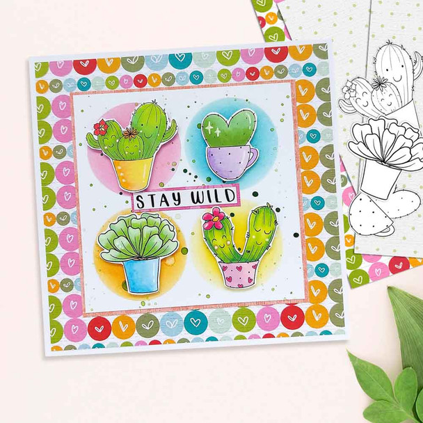 Cactus Family - printable clipart digital stamp for cardmaking, craft & stickers