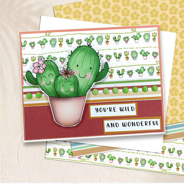 Cactus Family (precoloured) printable clipart digital stamp for cardmaking, craft & stickers