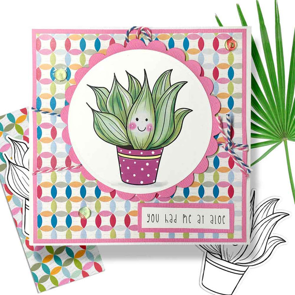 Plant Fun (precoloured) printable clipart digital stamp for cardmaking, craft & stickers