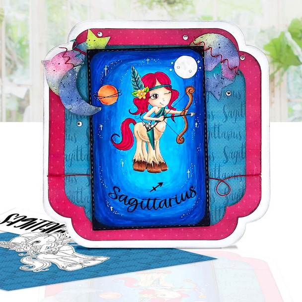 Sagittarius digital stamp - (COLOUR - DEEP SKINTONE) printable clipart  for cardmaking, craft, scrapbooking & stickers