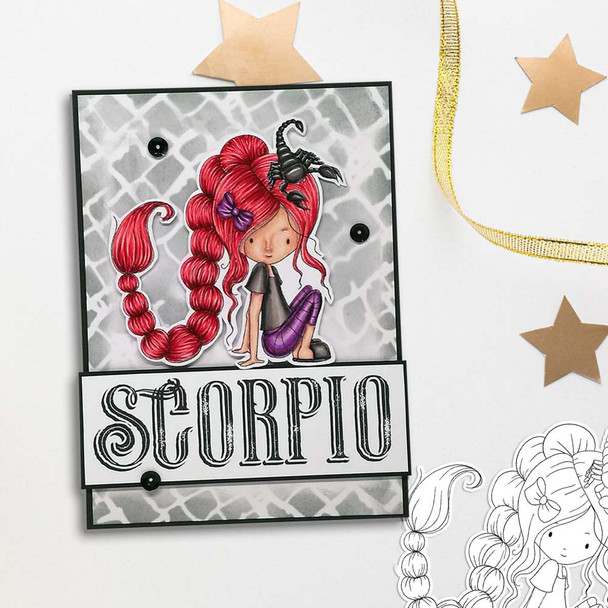 Scorpio digital stamp - (COLOUR - DEEP skintones) printable clipart  for cardmaking, craft, scrapbooking & stickers