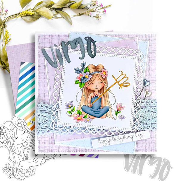 Virgo digital stamp - (COLOUR - LIGHT skintone) printable clipart  for cardmaking, craft, scrapbooking & stickers