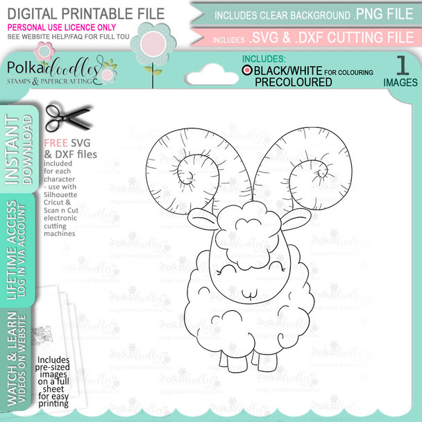 Aries digital stamp - printable clipart  for cardmaking, craft, scrapbooking & stickers