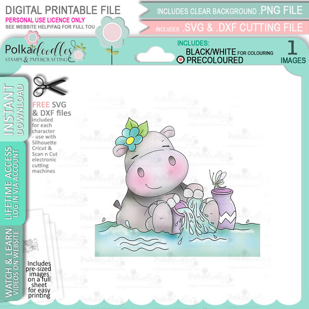 Aquarius digital stamp - (COLOUR) printable clipart  for cardmaking, craft, scrapbooking & stickers