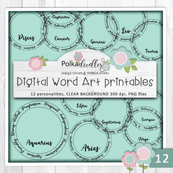 Zodiac/Horoscope/Star Signs - BIG KAHUNA Bundle cardmaking, craft, scrapbooking & sticker printables