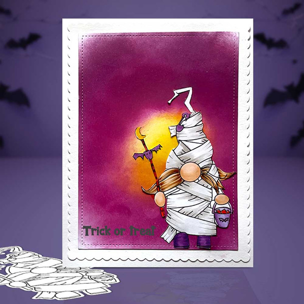 Mummy Halloween Gnome digital stamp - (COLOUR) printable clipart  for cardmaking, craft, scrapbooking & stickers