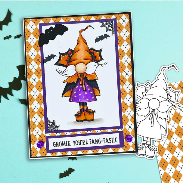 Dracula Halloween Gnome digital stamp - printable clipart  for cardmaking, craft, scrapbooking & stickers